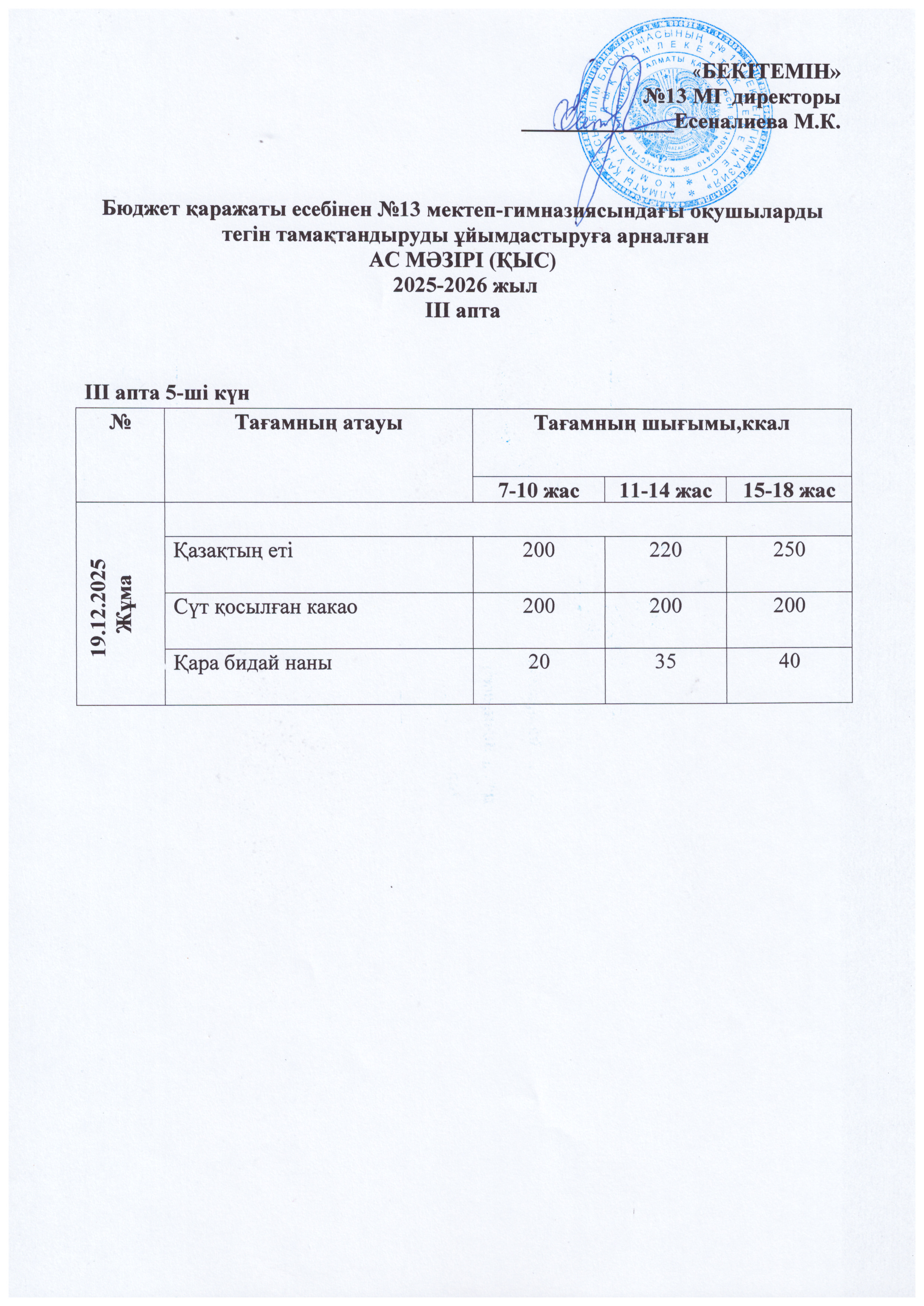 Ас мәзірі 19.12.2025