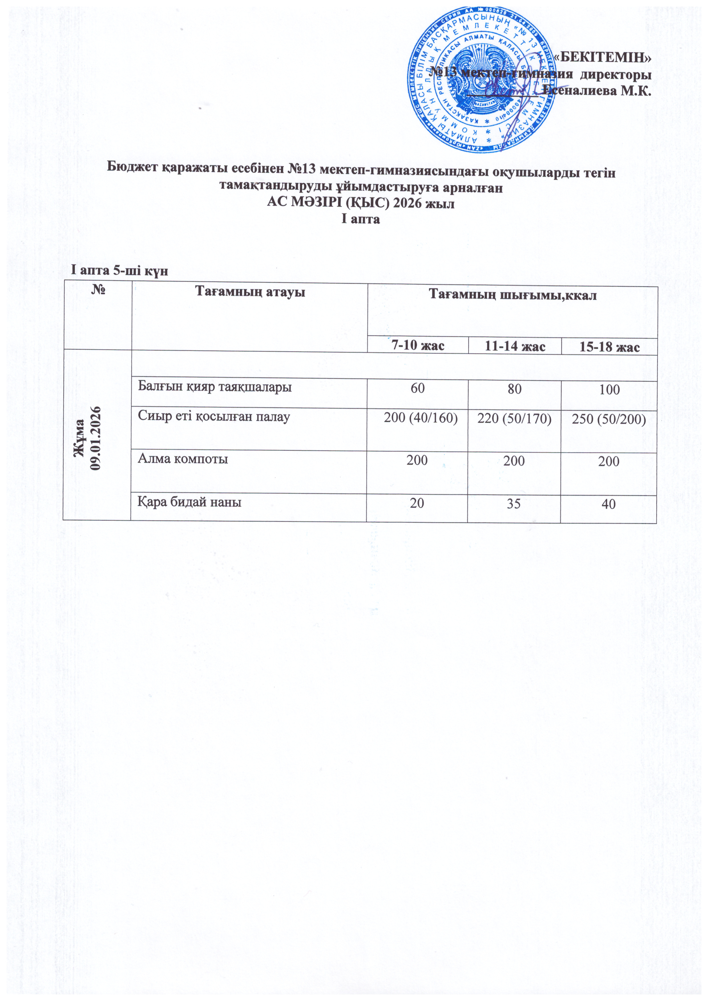 Ас мәзірі 09.01.2001