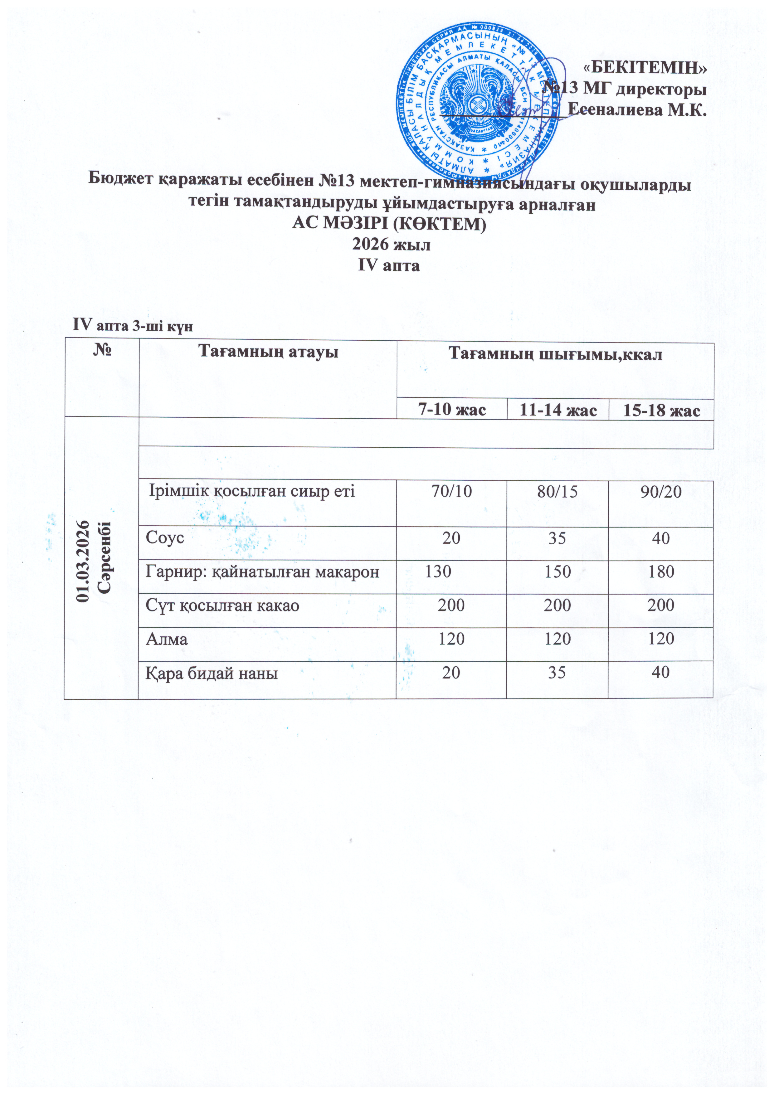 Ас мәзірі 01.04.2026